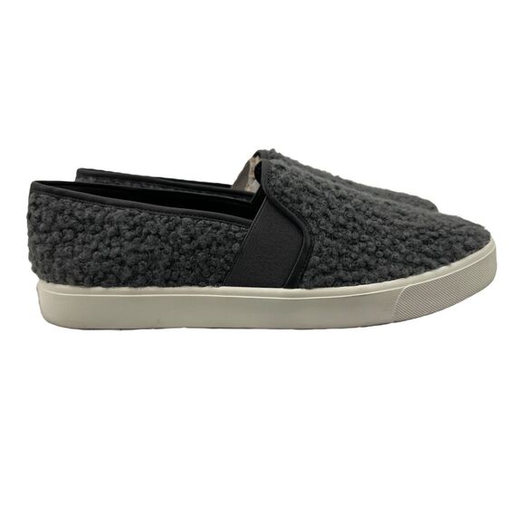 Vince Womens 10 Blair Sneaker Grey Faux Shearling Slip On Low Almond Toe Shoe - Picture 1 of 13